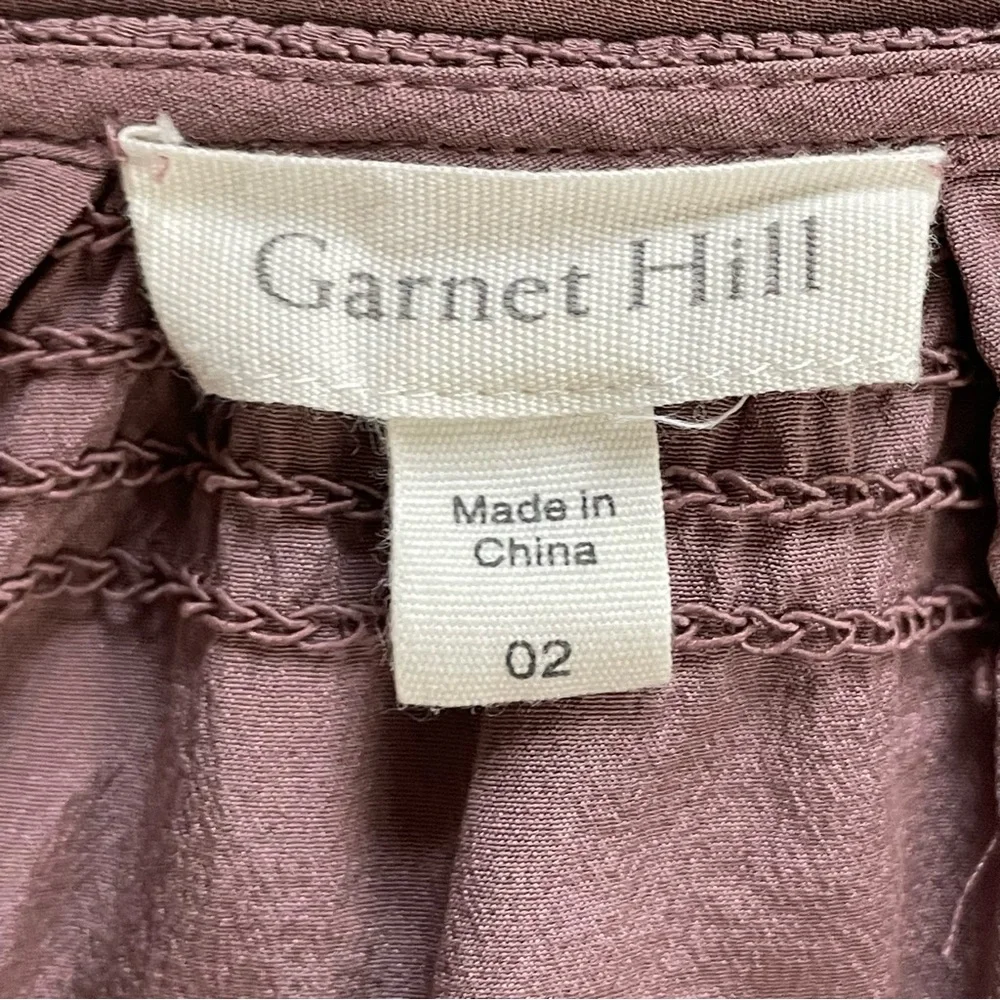 Garnet Hill | Pink Silk V Neck Bell Cuff Blouse